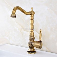 Antique Brass Kitchen Sink Swivel Mixer Tap Vanity Basin Faucet Deck Mounted