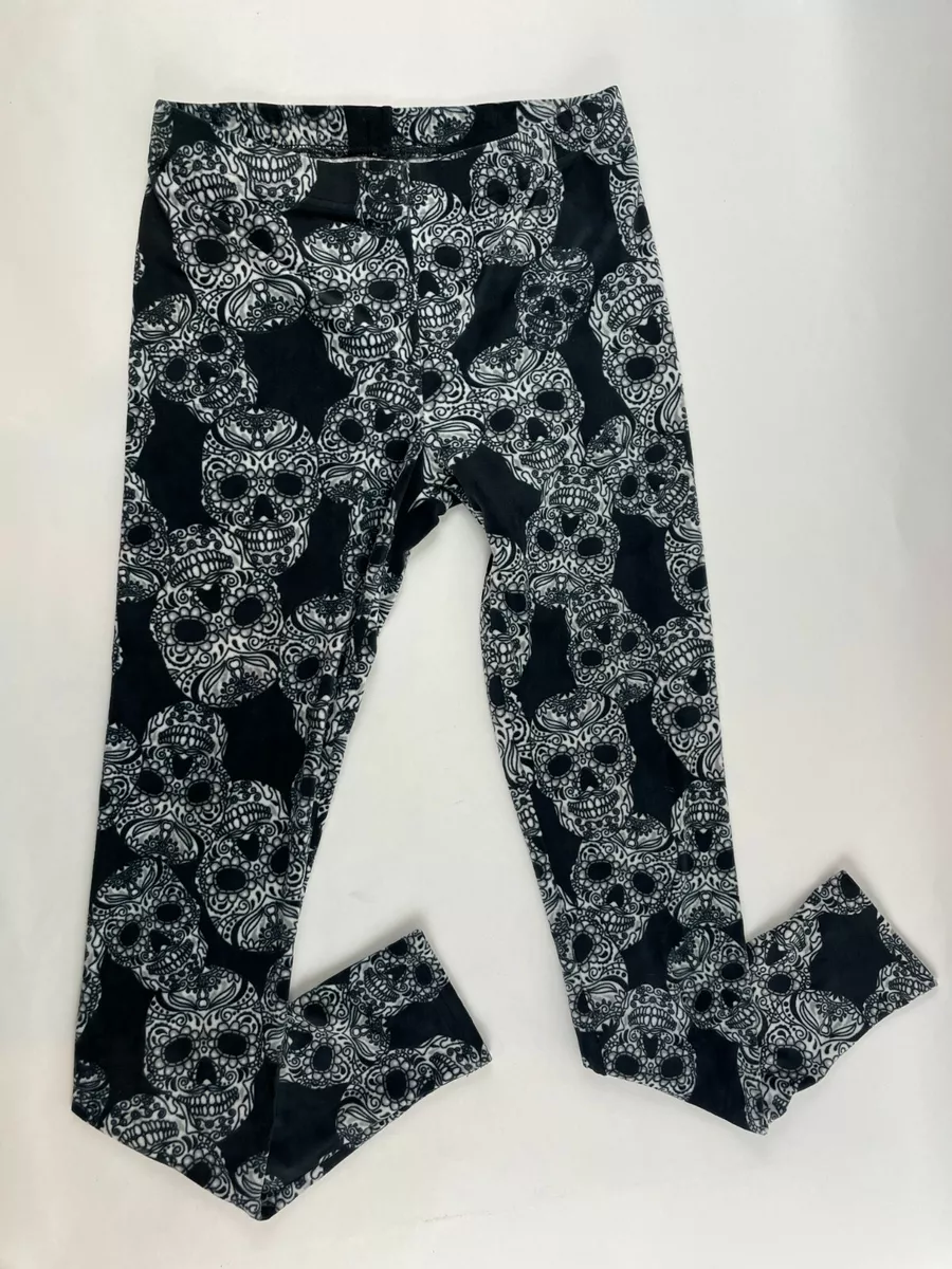 No Boundaries Fleece Leggings Women's Size Medium Black Floral Mid