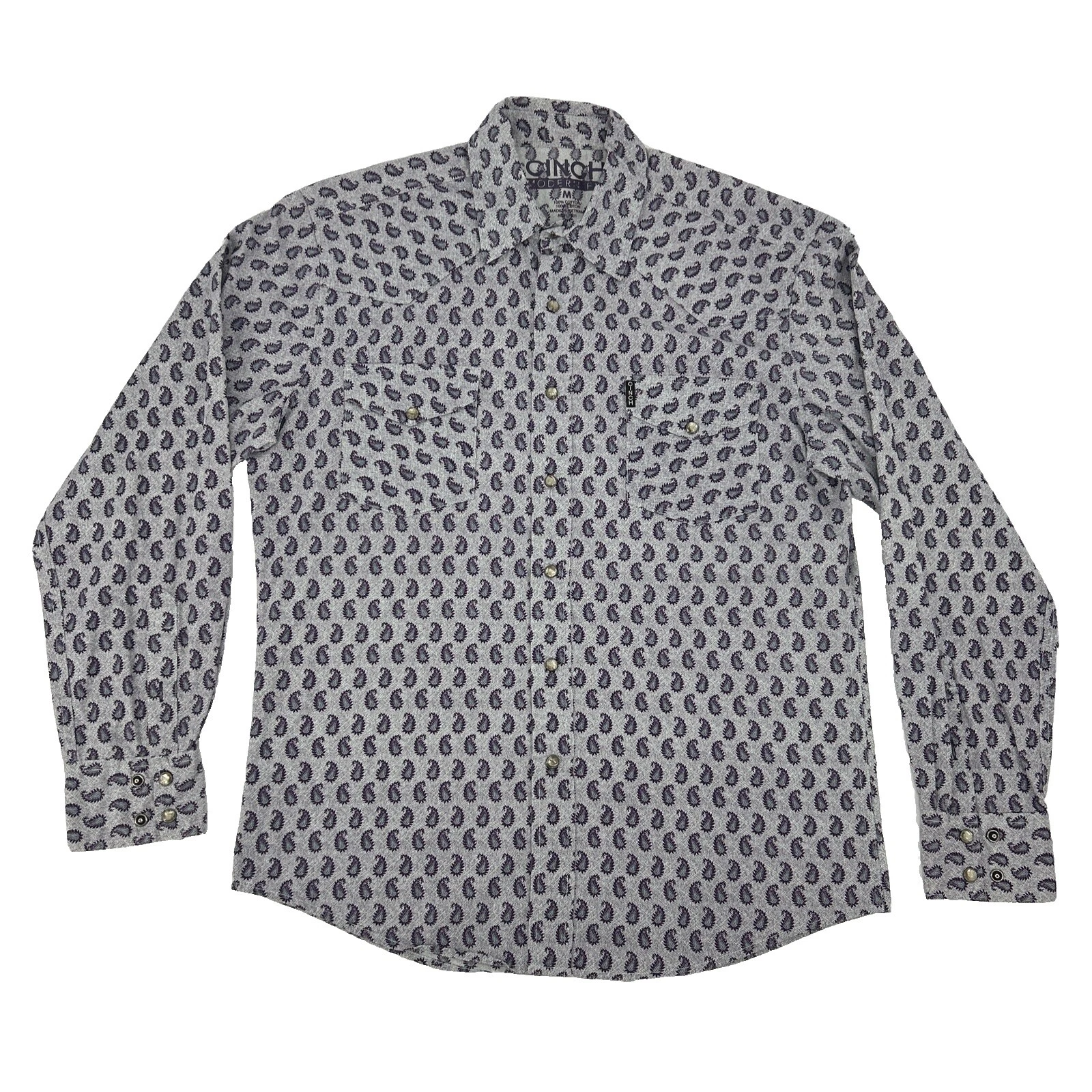 Paisley Algodón Cinch Camisas Informal Con Botones para hombres