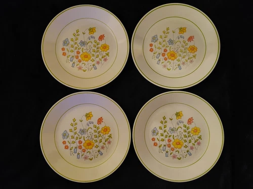4 Corelle By Corning Spring Meadow Bouquet 10 1/4" Dinner Plates Vintage USA