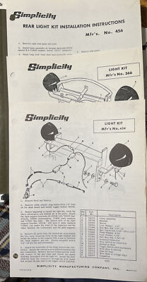 ORIGINAL SIMPLICITY MFG NO. 366 454 456 LIGHT KIT INSTALLATION