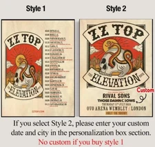 ZZ TOP Elevation Tour 2025 Poster – Custom Concert Date & City Wall Art