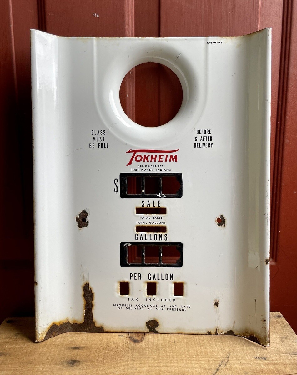 Vintage TOKHEIM 39 Porcelain Gas Station Pump FRONT FACE COVER PANEL SIGN