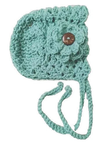 Created by Cyd Handmade Crochet Merino Wool Rainbow Bonnet  display picture 3