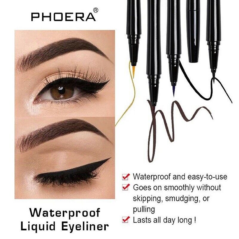 Image 2 - PHOERA Precise Waterproof Liquid Eyeliner Pen Black Brown Smudge Proof Makeup UK
