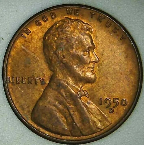 1950-D 1C Lincoln Wheat Cent UNC R/B 21as0902-3