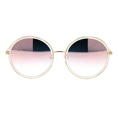 Womens Oversized Round Sunglasses Metal & Plastic Double Frame UV 400