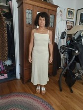 Josie Natori Nightgown pale yellow with slit Large