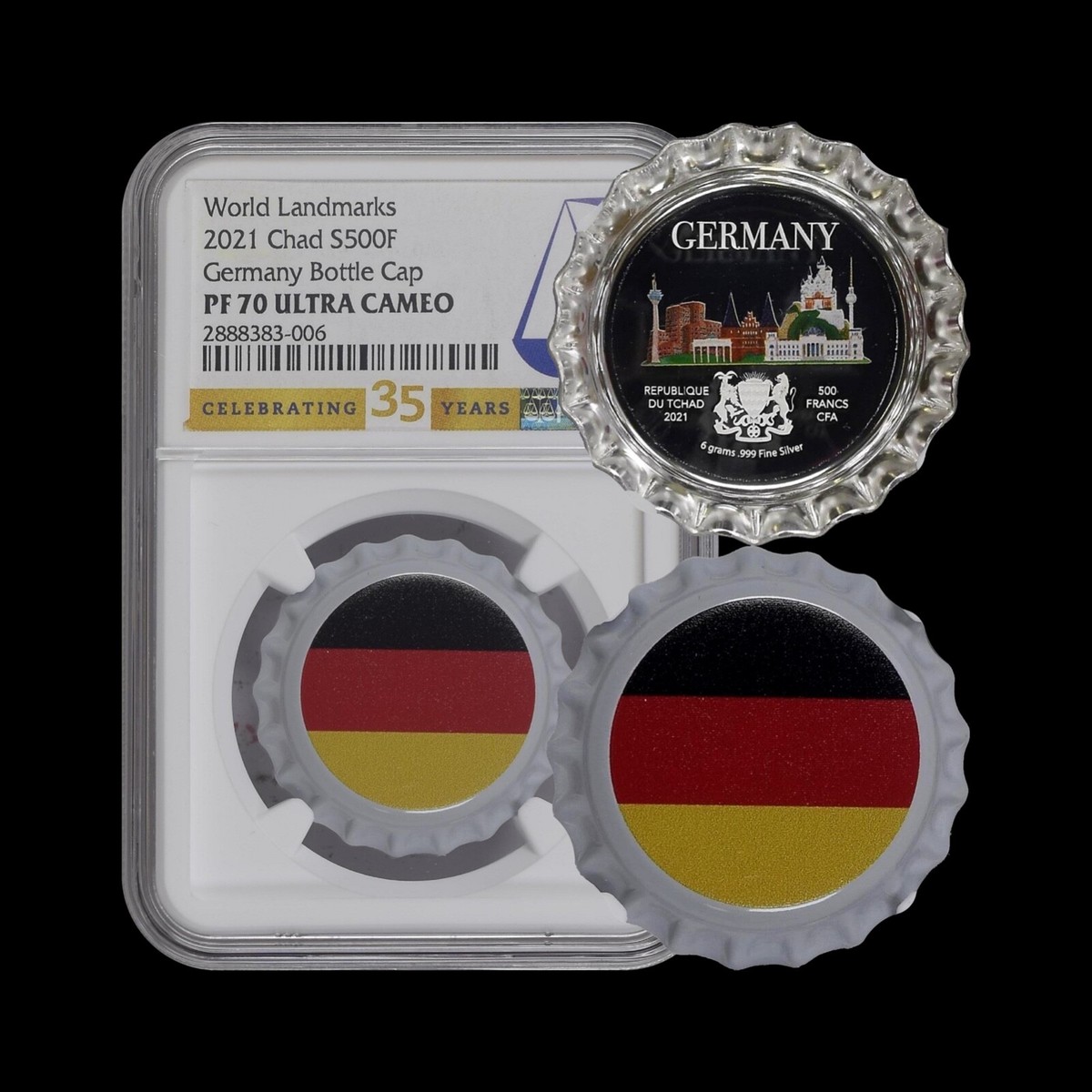 チャド共和国　500フラン銀貨（ペプシボトルキャップ）NGC PF70UC Chad. 2022, 500 Francs, Silver - NGC PF70 - Top Pop