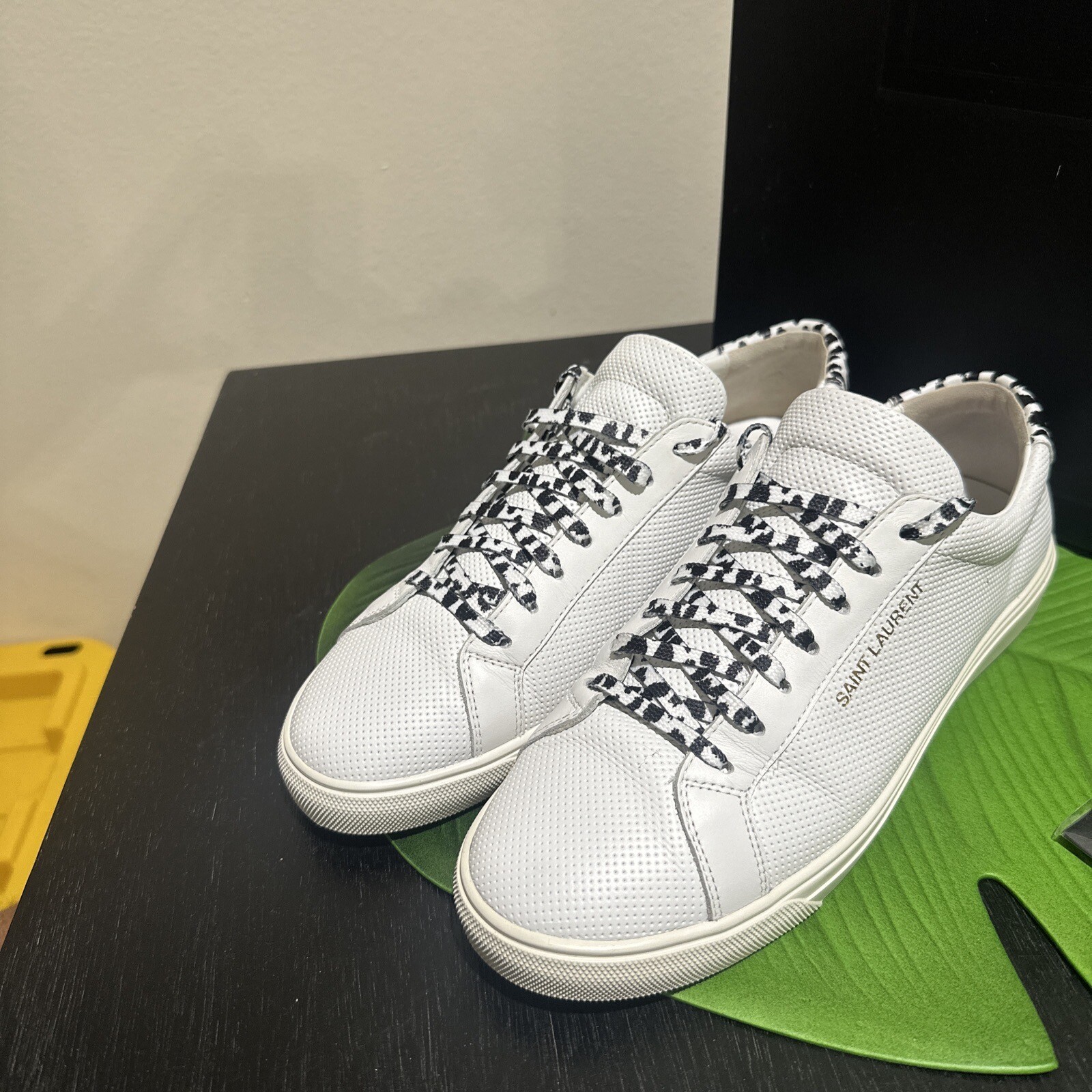 Sneaker basse Saint Laurent YSL Andy bianche da uomo taglia 40 5 EU 7 5 US