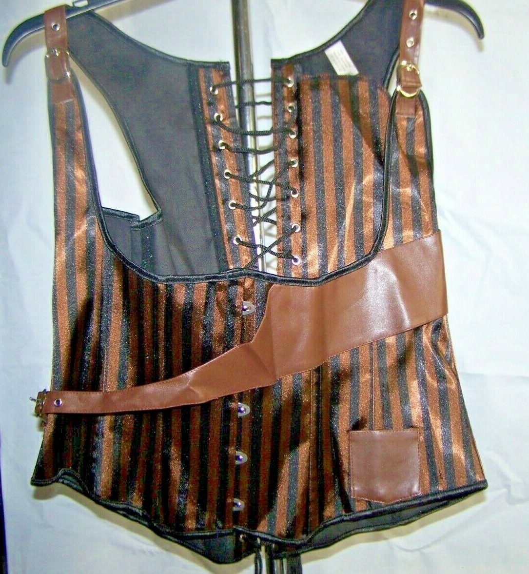 Corset Womens Plus 5XL Brown Striped Slimming Adjustable Wrap Belt Waist Ladies-image