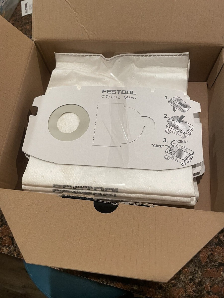 5 Sacs D'Aspirateur Pour Festool MINI/MIDI (comme Réf. 498410) - Synthétique - Neuf - Marque Safe 'N Clean