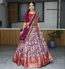 Classic Look Soft Dola Silk Lehenga Choli And Wine Dupatta For Engagement Wear
