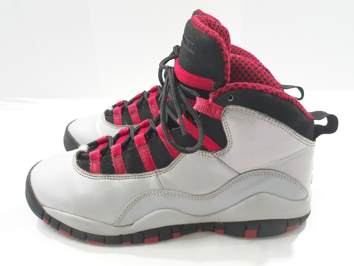NIKE AIR JORDAN 10 X RETRO (GS) GREY-BLACK-RED SZ 6Y= WOMENS