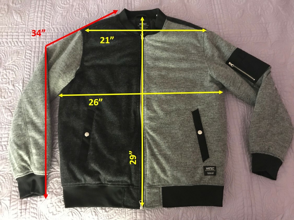 NWT WeSC Men's XL Bomber Flannel Jacket Black/Grey $298 | eBay