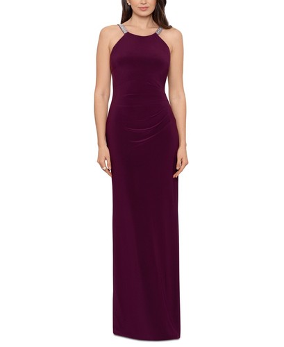 Betsy & Adam Women's Purple Halter Neck Embellished Dress Size 6 NWT $239