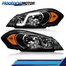 LED DRL Chrome Headlights Lamps Fit For 06-13 Chevy Impala/06-07 Monte Carlo