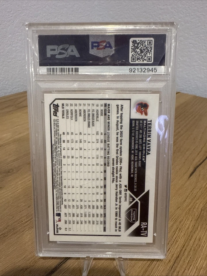 2023 Topps Chrome Update Series - Autographs Terrin Vavra #RA-TV (AU, RC) PSA 10 - Image 2 of 2
