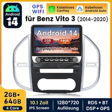 Android 14.0 Car Stereo Radio For Benz Vito W447 Upgrade 2+64GB Head Unit FM