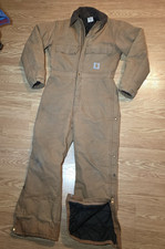 Vintage Carhartt Arctic Quilt Lined Coveralls Mens 36R 968QZ Brown Made in USA