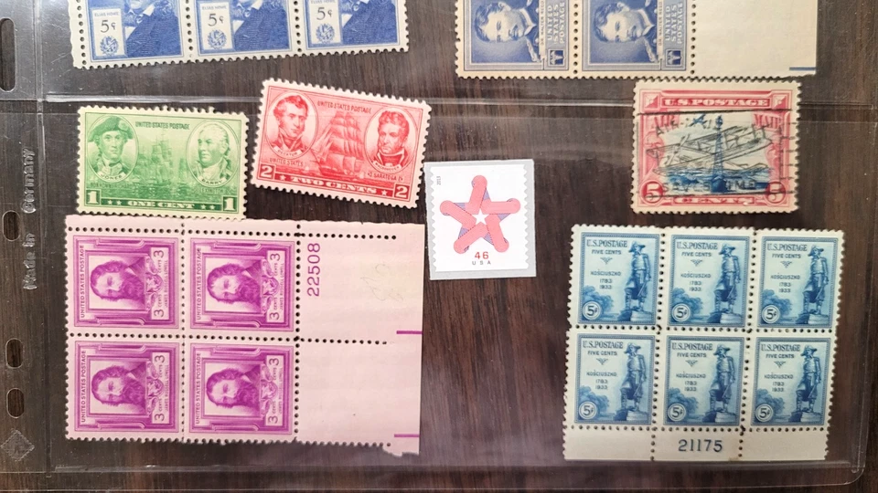 Famous Americans Plate Blocks, 906, 25c coil, 5c airmail, mostly mint (E61 - Image 3 of 4