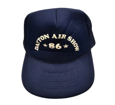 Vintage 1986 Dayton Air Show Snapback Trucker Hat Blue White