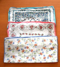 3 Stofftaschent&uuml;cher, Damen, florale Muster, Vintage