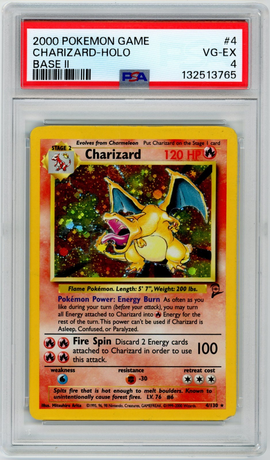 Pokémon TCG Charizard Base Set 2 Holo Unlimited Rare Card 4/130 PSA 4