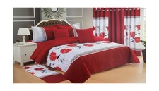 Queen Size Quilt 12 Piece Set Floral Bedding with Matching Curtains Fitted Sh...