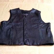 Wilson's leather Vest button closure pockets size large black 70s look