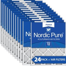 20x22x1 19 1/2x21 7/16 Pleated MERV 12 AC Furnace Filters 24 Pack