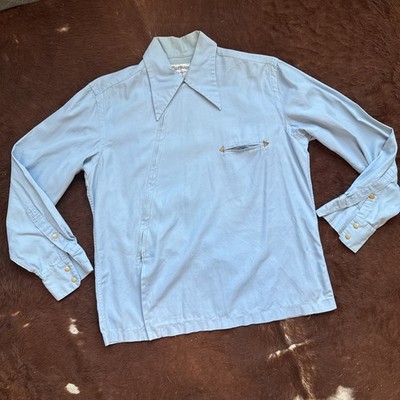 Vintage Flightmaster Mack Cavu Shirt Medium Asymmetrical Slant Zip Rockabilly