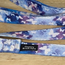 Country Brook Petz  5/8 Inch Watercolor Butterflies Dog Leash 4 Foot Loop Handle