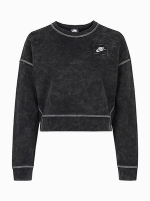 Nike Damen Sweatshirt S Schwarz Acid Wash Pullover Logo Vintage Style