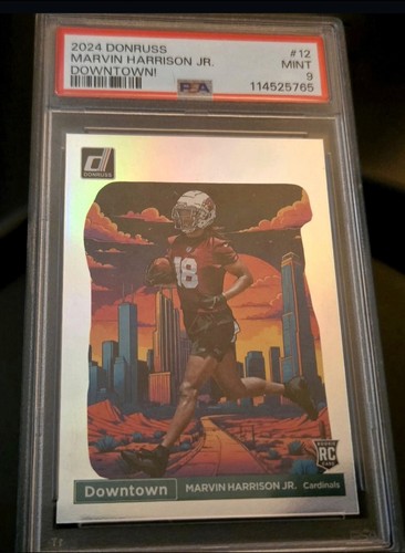 Marvin Harrison Jr 2024 Donruss Downtown RC PSA MINT 9 Arizona Cardinals #12