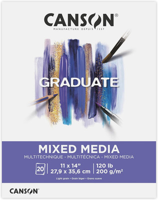 Graduate Mixed Media Pad, Foldover, 11X14 Inch, 20 Sheets | Artist Paper for Adu