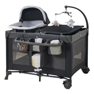 Pamo Babe Portable Playpen Foldable Playard for Baby and Toddler Mattress