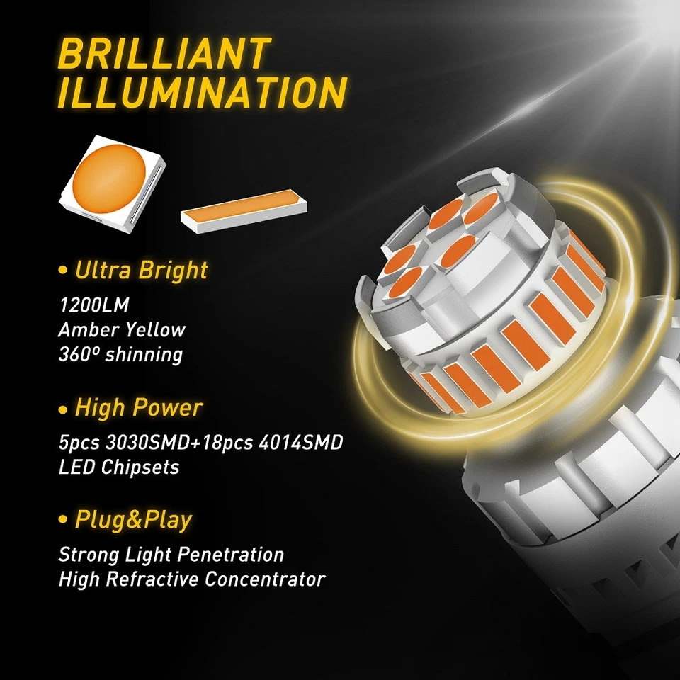 3157 3156 LED Reverse Tail Canbus Turn Signal Light Bulb Amber DRL 2-10PCS EAG - Image 3 of 4