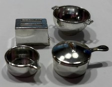 Vintage Barbie Silver Colored Kitchen Pots Toaster Colander  