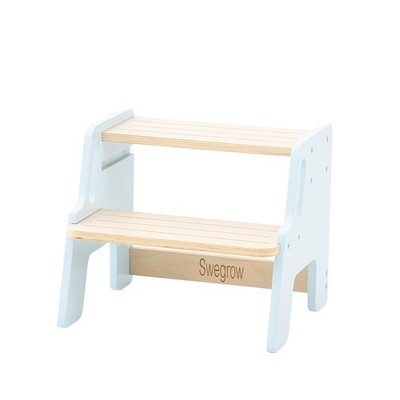 Wooden Step Stool,Height-Adjustable 2-Step Stool for Toddler & Kids,Kids' Ste...