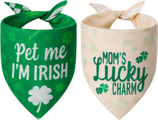 St. Patrick'S Day Dog Bandanas Xlarge 2PCS, 4 Pattern Green Scarf for Boy and Gi