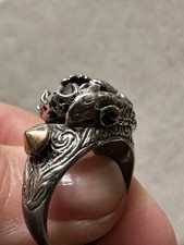 Sterling Silver IOSSELLIANI RAM LEAF STUD RING 925 Silver Aries Ring