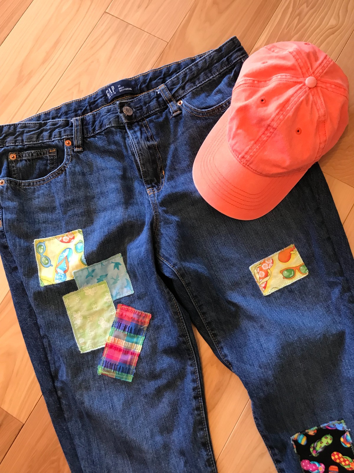 Patchwork Denim Capri Pants, Upcycled Gap Summer … - image 9