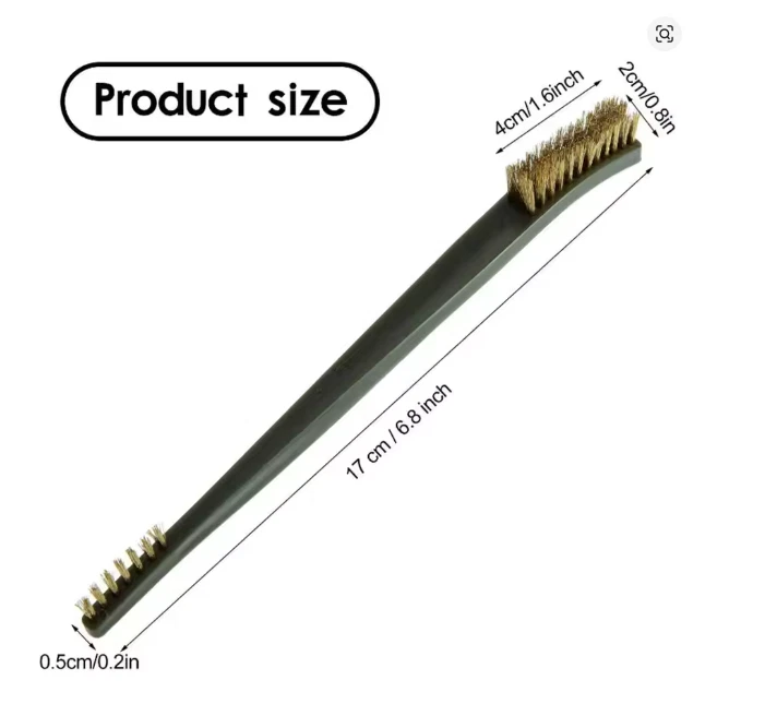 Juego de 3 cepillos de alambre de doble extremo cepillos de latón, acero y nailon para limpieza Foto 2 de 4