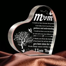 Heart Acrylic Ornament Transparent Gift for Mom Birthday Family Keepsake