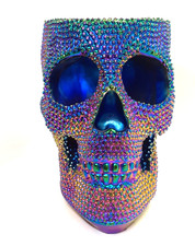 Decorative Iridescent Halloween Spooky Skull Resin Tealight Holder Candy Dish