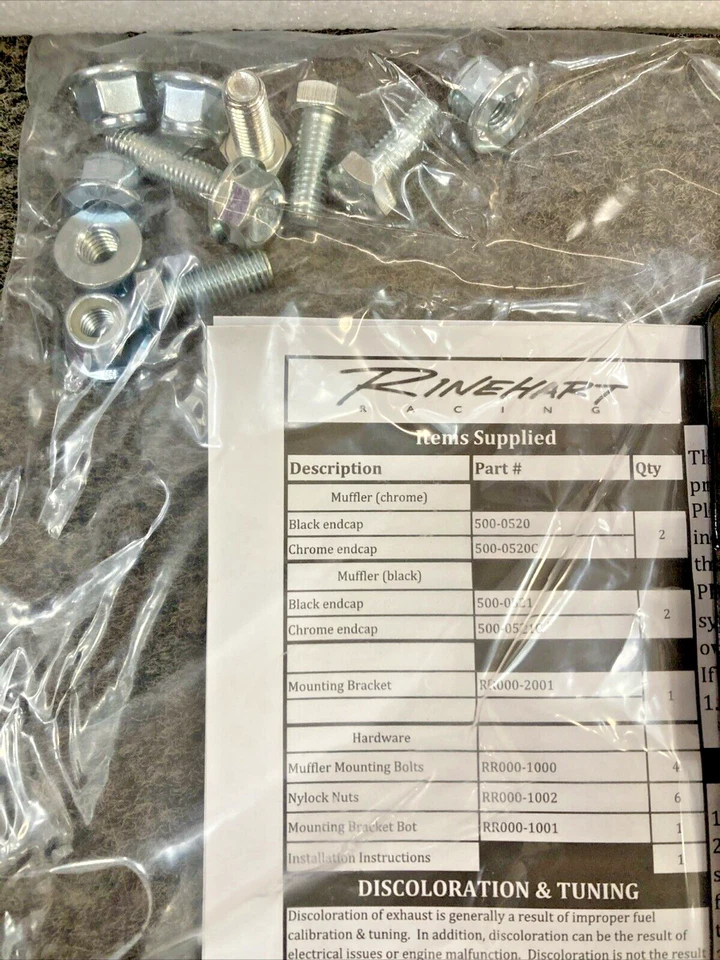 NUEVO GENUINO RINEHART 500-0504 3 1/2" Silenciadores Deslizables CROMO NEGRO TAPA Foto 4 de 4