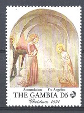 Gambia 1991 Art Painting Giovanni Fiesole Angelico Italy The Annunciation MNH