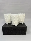 Vintage Toothpick Holder Daisy & Button Pattern Milk Glass Footed Set Of 3.