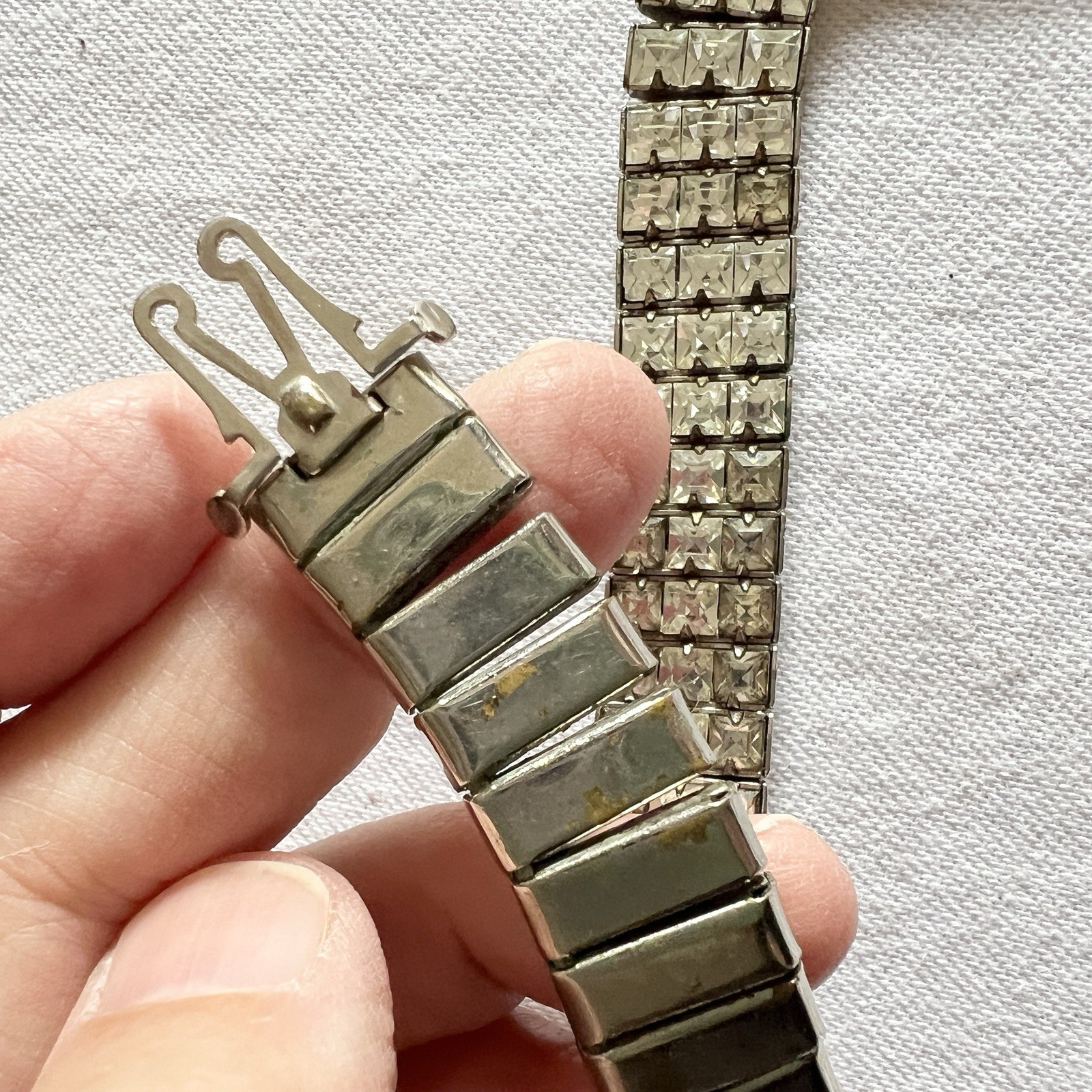 Vintage SQUARE CUT RHINESTONE STATEMENT NECKLACE … - image 8